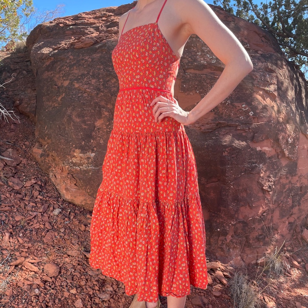 Urban Outfitters Open Back Red Boho Dress Size: S